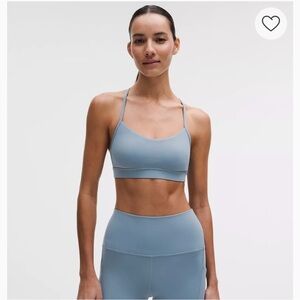 Lululemon Flow Y Bra Nulu, A–C Cups, Steel Blue, size 12